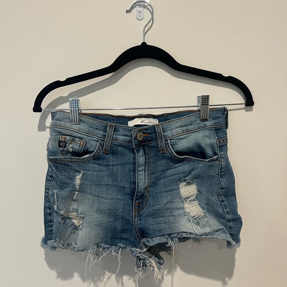 Kancan Denim Distressed Women's Shorts Size 27 Cut Offs Stretch High Rise